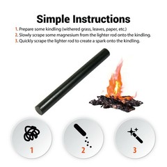 Ferro Rod 1/2″x5″ Fire Starter Flint Stone Steel Flint Striker Camping Fishing