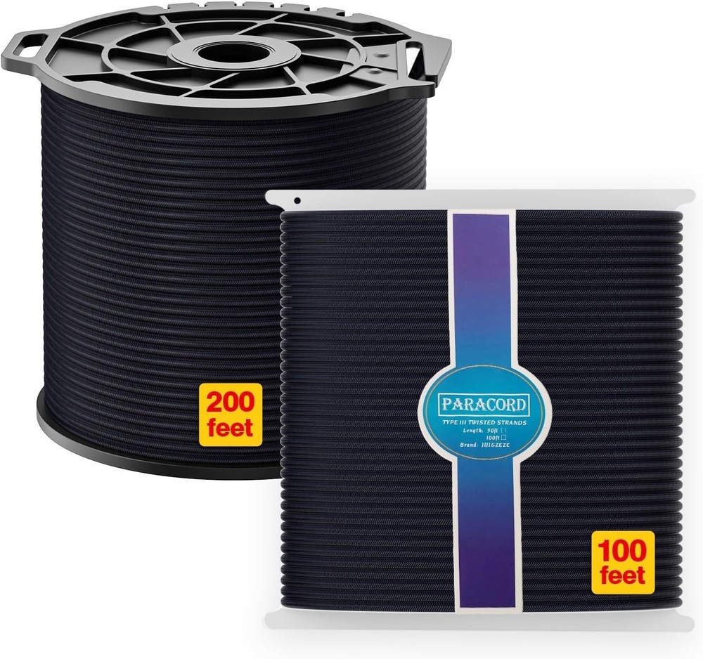 Parachute Cord 650lb 9 Strand | 550 Paracord 100 Feet Genuine Type III Nylon …