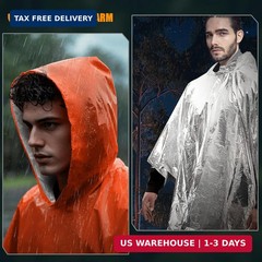 4 Pack Emergency Ponchos with Thickened Mylar Blanket Lining, Windproof, Waterpr