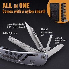 Heavy Duty Light Weight Multi Function MultiTool – Survival and Camping + Pouch