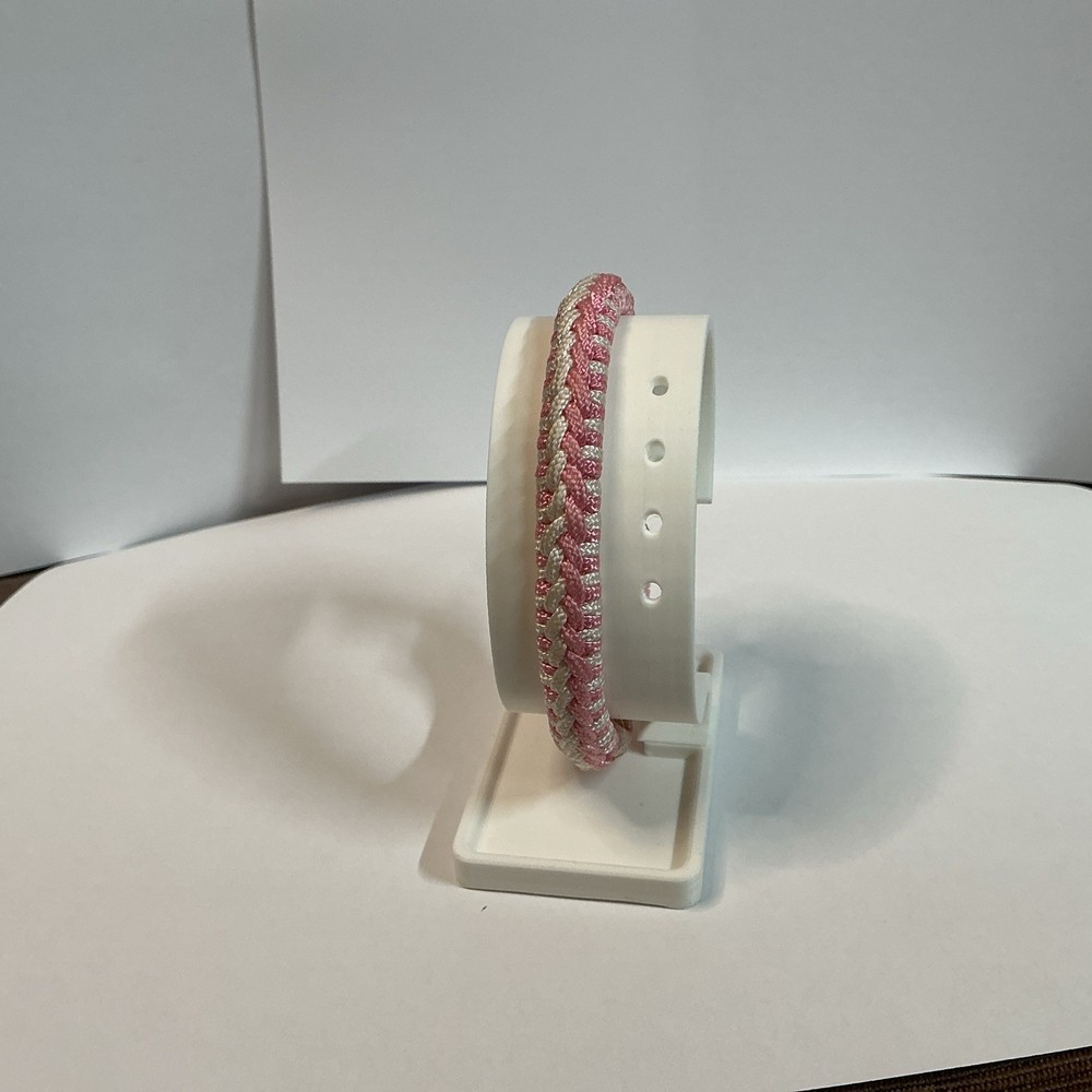 Pink/White Paracord Bracelet Nylon Survival Plastic Buckle 275 lb Cord