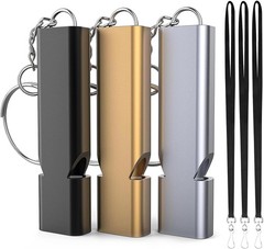 Emergency Whistles, 3-Pack Safety Survival Whistles with Lanyard Keychain,