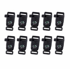 TcJ-Chen 10 PCS Emergency Whistle Buckle come 52*29 mm (10 pieces), Black