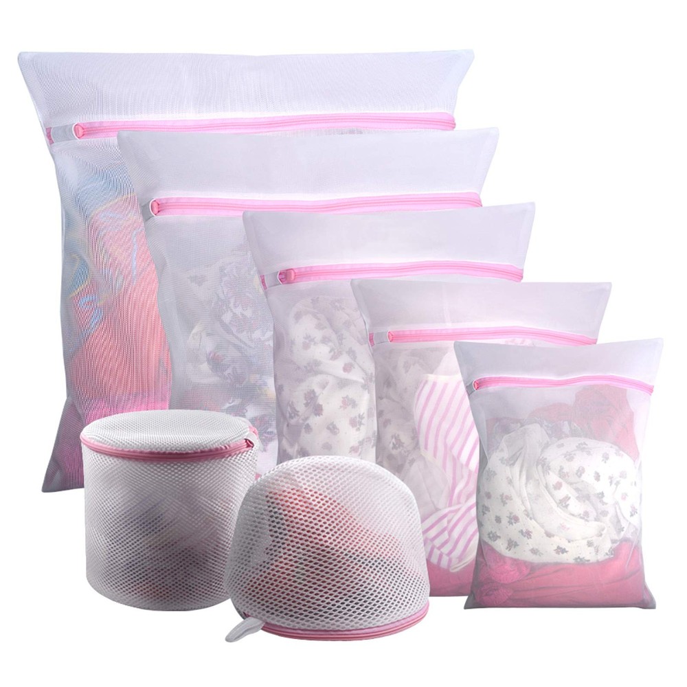 GOGOODA Mesh Laundry Bags for Delicates 1XXL, 1XL,1L,1M,1S,2 bra bags, White