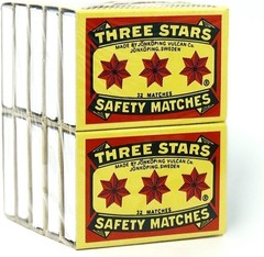 Swedish Camping Matches Three Stars Safety Matches 100 Small Boxes