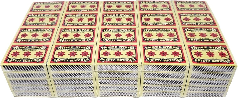Swedish Camping Matches Three Stars Safety Matches 100 Small Boxes
