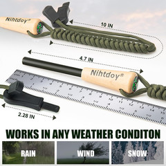 Ferro Rod Fire Starter Kit – Carbon Steel Striker & Compass-Integrated Hardwood