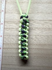 6 In UV Reactive USA Made 550 Lb Paracord Knife/EDC Lanyard, Purple And Green.