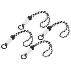 4Pcs Paracord Lanyard Keychain with Spring Ring, Wavy Design, Black, White