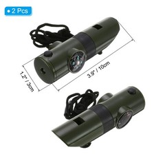 7-in-1Survival Whistles, 2 Pack Multi-Tool Whistle with Lanyard