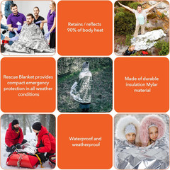 6 Pack Emergency Mylar Blanket, Emergency Blanket Space Blanket Survival Rescue