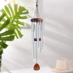 New Retro Wood Aluminum Wind Chime 6 Tube Balcony Decor Fast Shipping