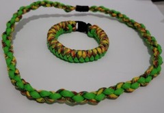 Set of Paracord Necklace, Bracelet Tan 550 Micro Cord U.S. Handmade