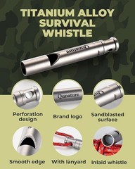Qunature Emergency Whistle Titanium Signal Whistle Loud 120 dB Safety Survival
