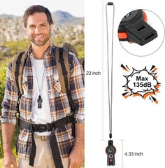7-in-1 Emergency Survival Function Whistle, Outdoor Handheld, Black+Orange