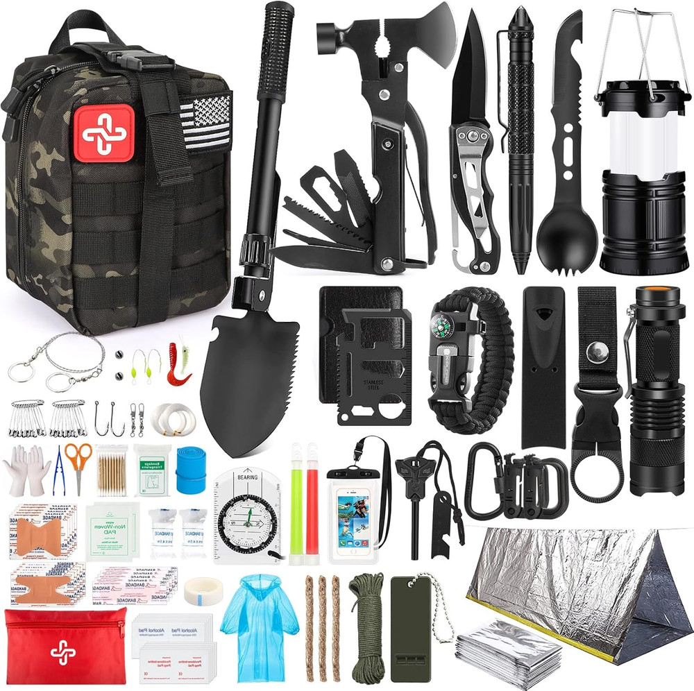 Survival Kit, 250Pcs Survival Gear First Aid Kit with Molle System Compatible Ba