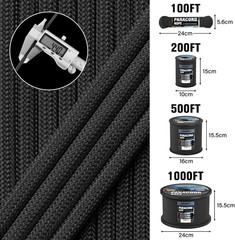 1200 Paracord Rope – 4.4Mm Nylon Parachute Spool Para Cord Lanyard for Outdoor C