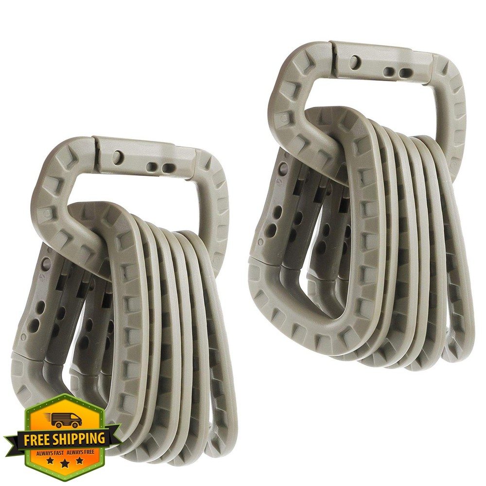 IEBUOBO Tactical Carabiner Keychain Khaki 12 Pack