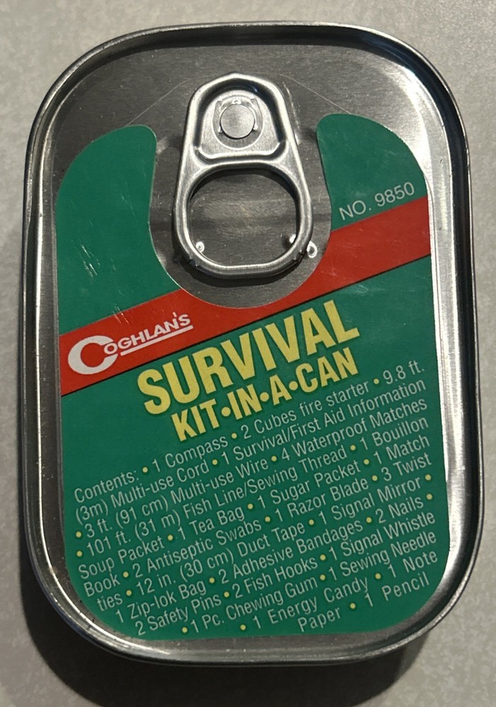 Coghlan’s Survival Kit-In-A-Can No. 9850 Tin w/Over 30 Items Sealed NOS
