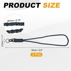 2Pcs Heavy Duty Braided Paracord Lanyard, Black and Blue