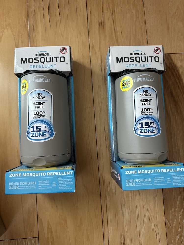 THERMACELL Mosquito Repellent Zone Device 15ft No Spray Scent Free NEW 2 Pack