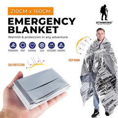 4pcs Emergency Thermal Rain Coat Blanket Outdoor Camping Hiking Survival Gear