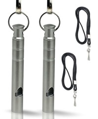 Whistle Titanium Gray Set of 2 125db Lanyard Emergency Safety Weather Resistant