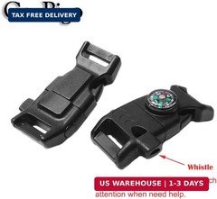 Paracord Buckle with Whistle Compass, Side Release Plastic Buckles for Paracord
