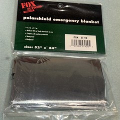 Polar shield emergency blanket. Metallic. 52” x 84”.