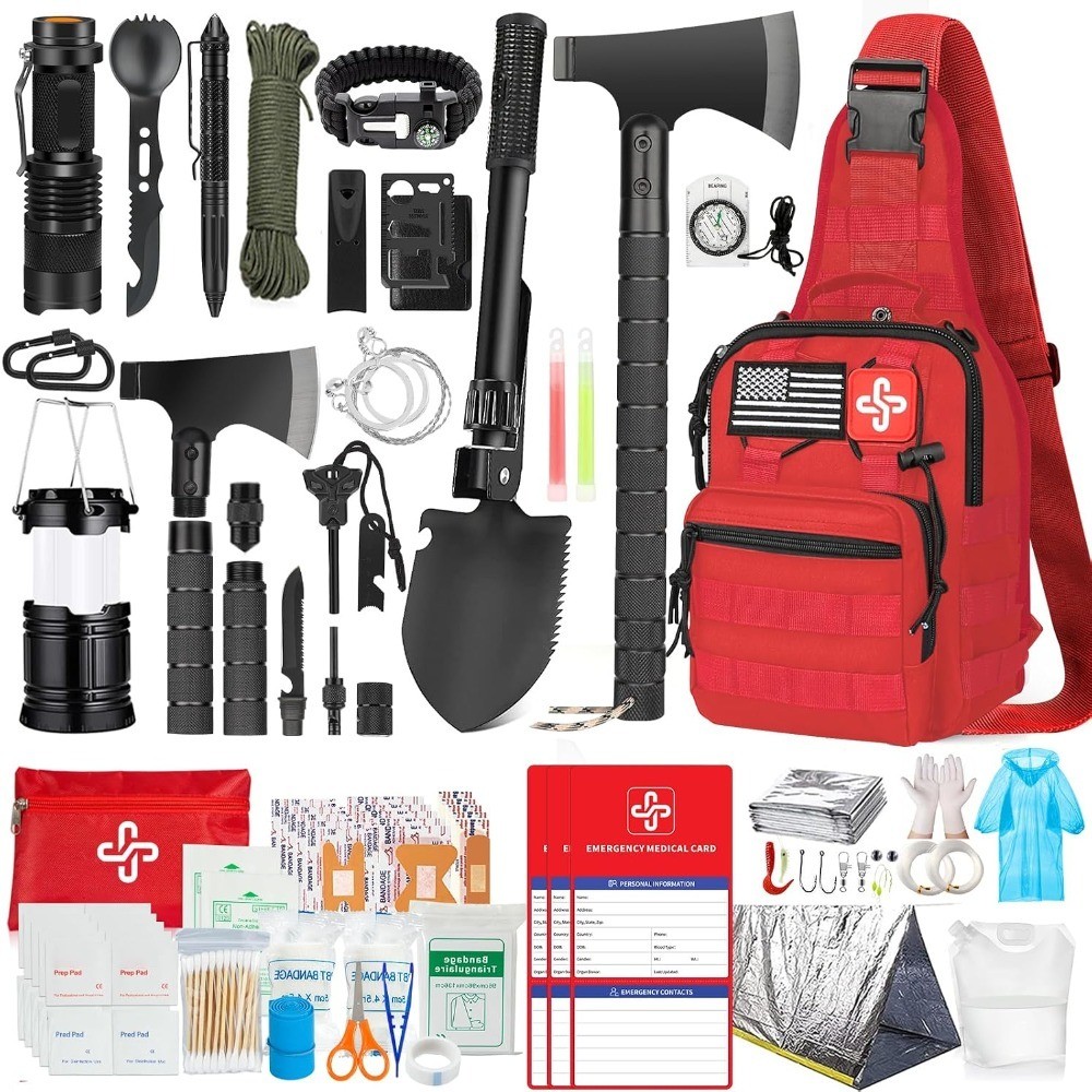 262Pcs Survival Gear and Supplies Kit with First Aid and Crossbody Bag Emergency