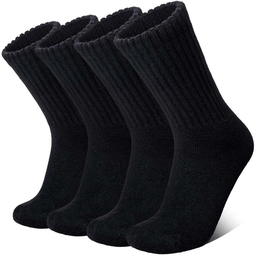 Eyean Men Merino Wool Socks Thermal Hiking Winter Ski Warm One Size, Black