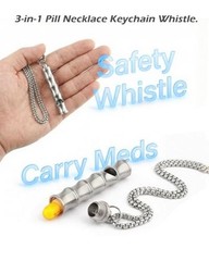 Titanium Pill Holder Necklace Whistle Mini Keychain Nitro Pill Case Silver