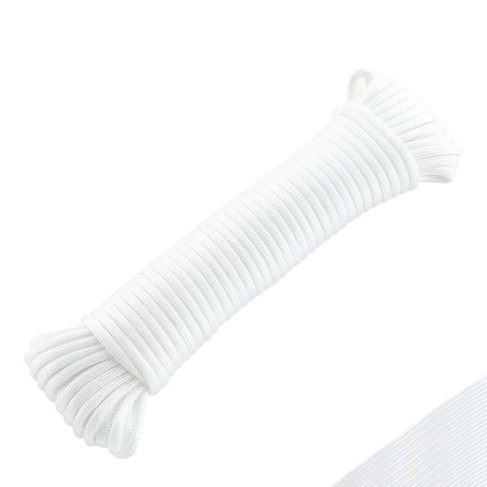 550 Paracord Nylon Rope 50ft – 600lb Breaking Strength – 7-Strand White Parac…