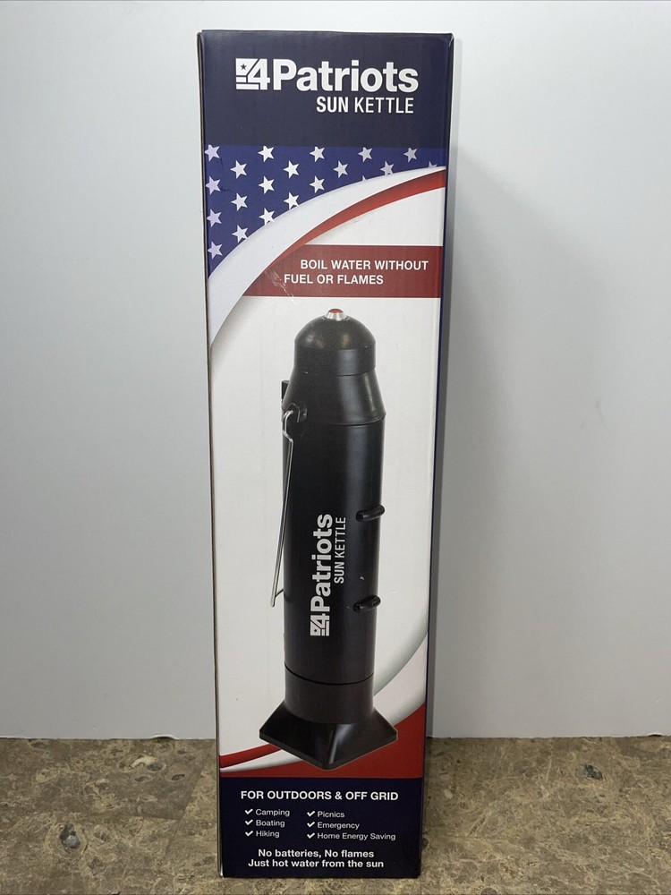 4 Patriots Sun Kettle 16.9 oz Boil Water Solar Heater OffGrid Hot Water From Sun