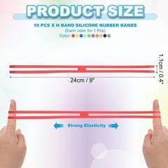 PATIKIL 9 Inch H Band Silicone Rubber Bands, 10 Pcs Strong Multicolored