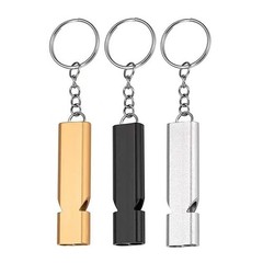 3 Pack Aluminum Survival Safety Whistles with Keychain & Lanyard