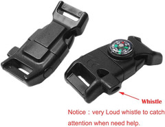 10 Pcs Compass Flint Scraper Fire Starter Whistle Buckle for Paracord Bracelet
