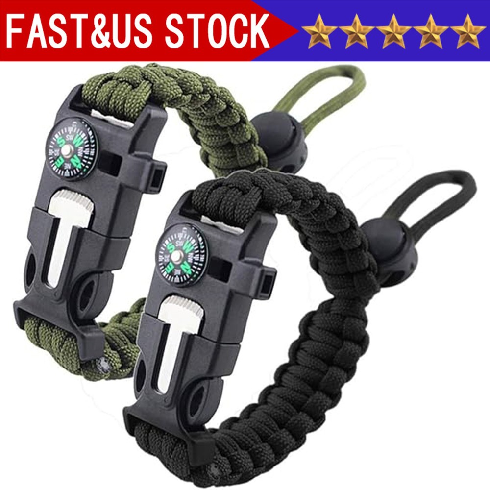 Compass Bracelet With Flint Seven Core Paracord Bracelet Inginiter Outdoor Tool