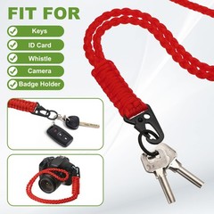 Paracord Lanyard, 550 Heavy Duty Keychain Necklace Lanyard (2 Pack, Colorful)