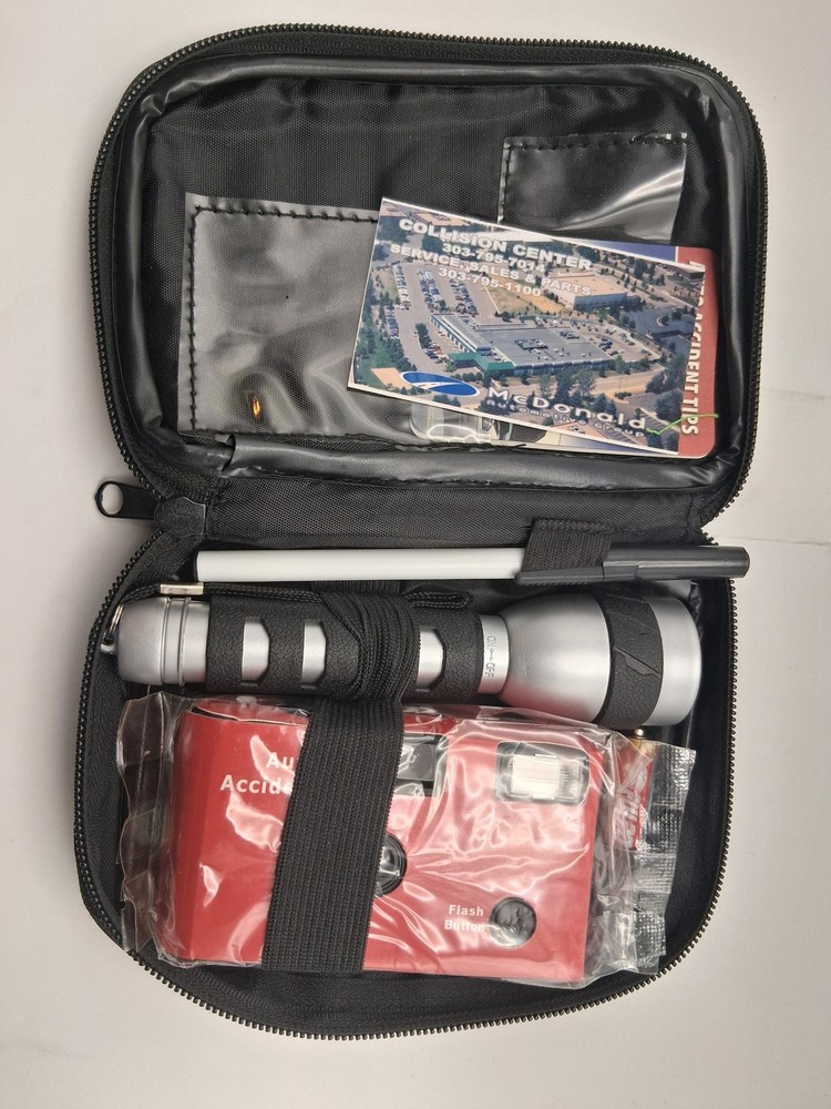 Automotive Accident Emergency Kit w/ Camera, Flashlight, Pen