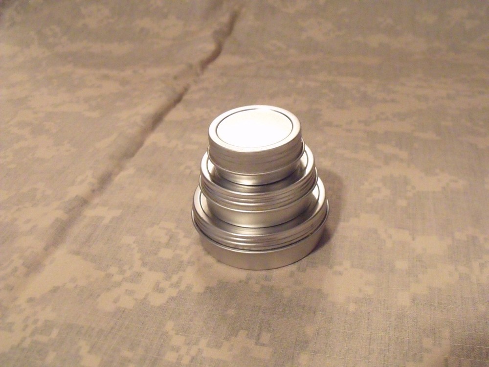 Emergency/Survival Screw Top Tin/Container: SET of (3) Sizes – Make your own kit