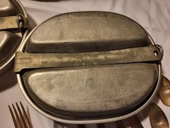 Survival Emergency Bug Out Gear Tin Pan Plate Combo Water Silver Plate Flatware