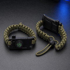 Army Green Braided Polyester Outdoor Bracelet Compass Buckle