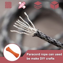 Paracord rope 550lb 200ft, for tent 4mm 7 threads orange/red/yellow