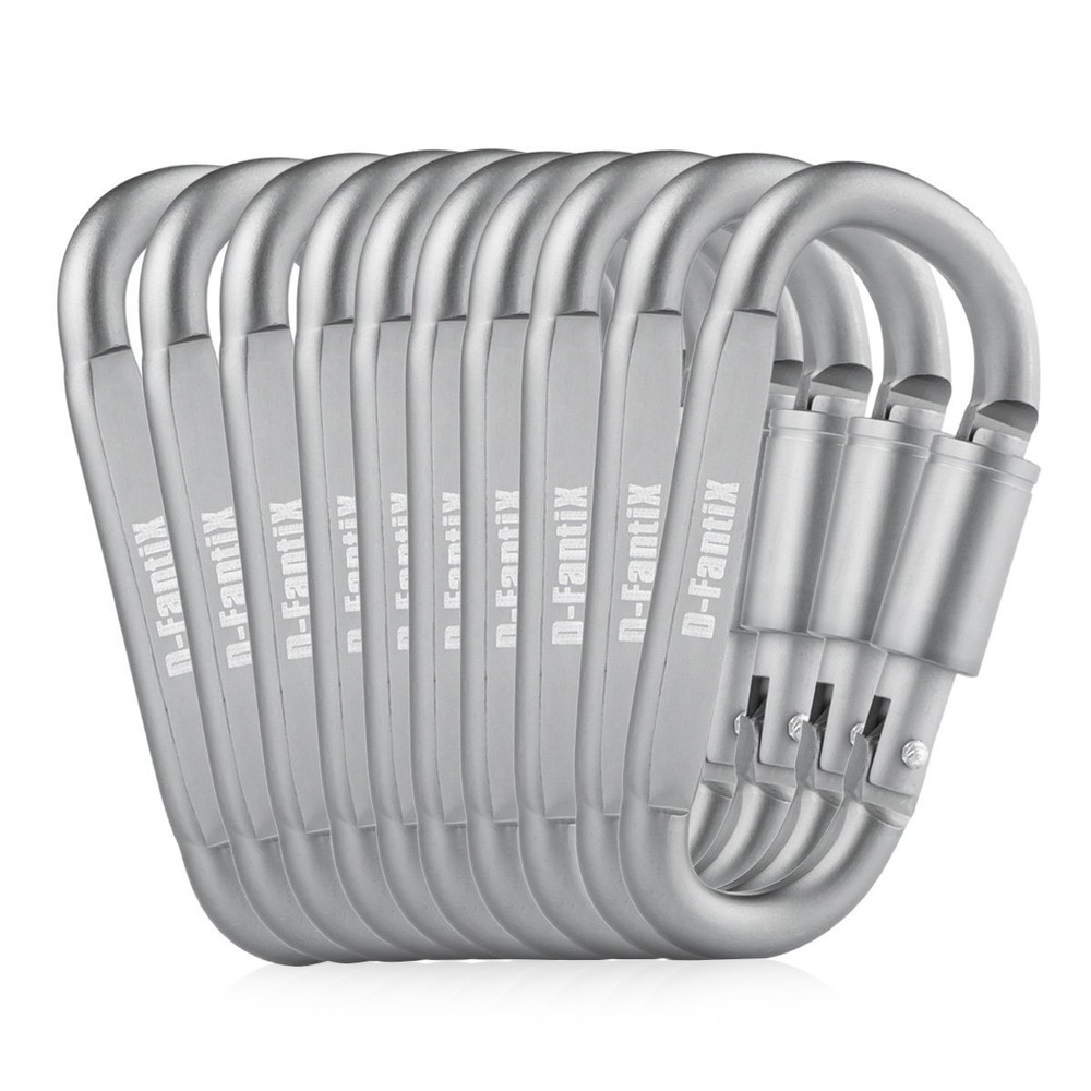 D-FantiX Carabiner KeychainLocking Carabiner Clip with Key Rings Silver 10
