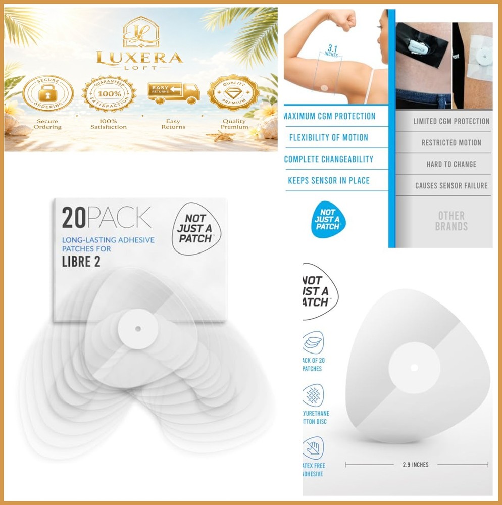 Freestyle Libre 2 Sensor Covers 20 Pack Clear Waterproof CGM Adhesive Patch 14