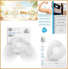 Freestyle Libre 2 Sensor Covers 20 Pack Clear Waterproof CGM Adhesive Patch 14