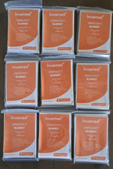 QTY-9 Invamed Emergency Blankets (130cm x 210cm) (51″ x 82.5″) waterproof reuse