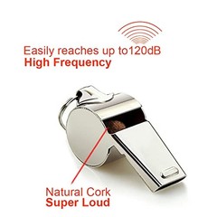 Stainless Steel Sports Whistles with Lanyard, Loud Crisp Sound Silver B