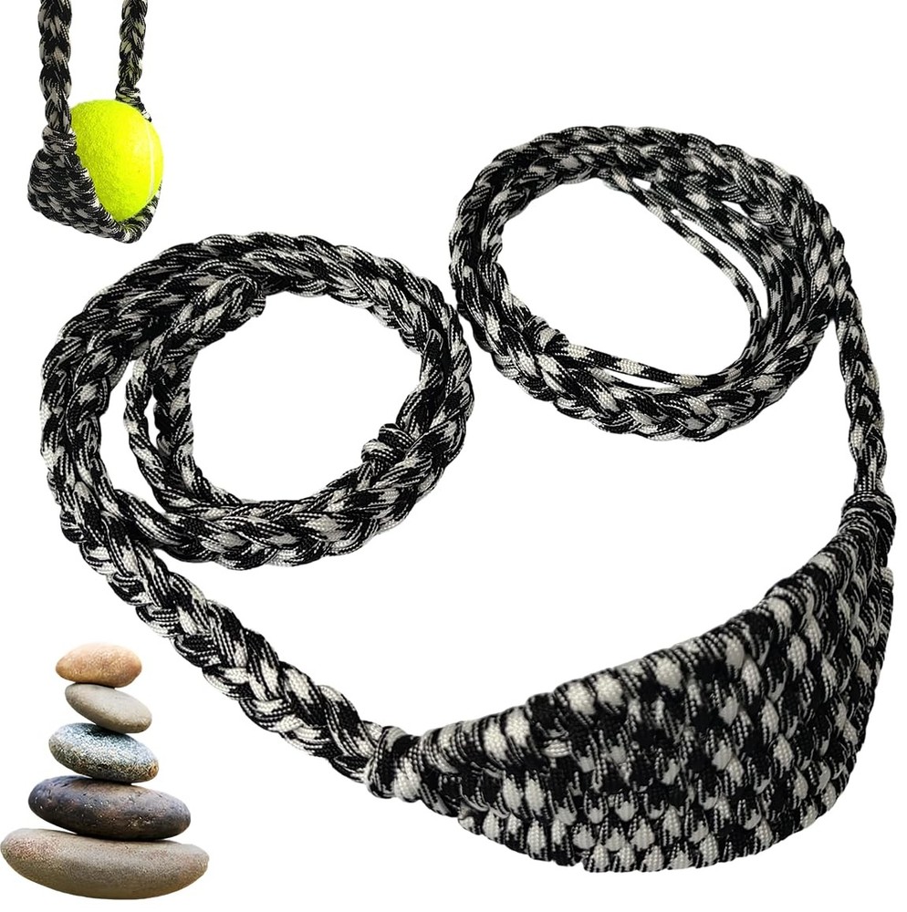 Paracord 63 Inch Handcrafted Black&White Braided Roman Gladius Slingshot